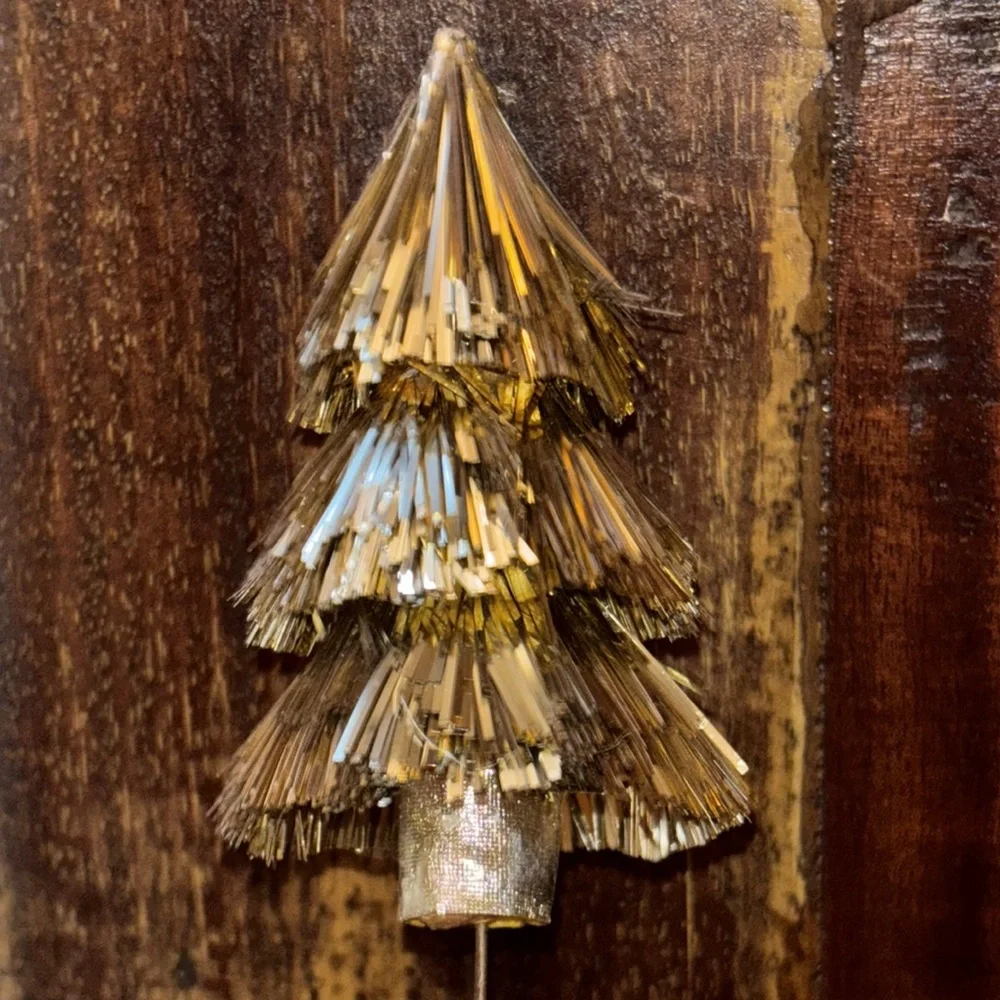 Gold Tinsel Tree Picks Set of 18 Gold Christmas Trees Pics Gold Tinsel Floral